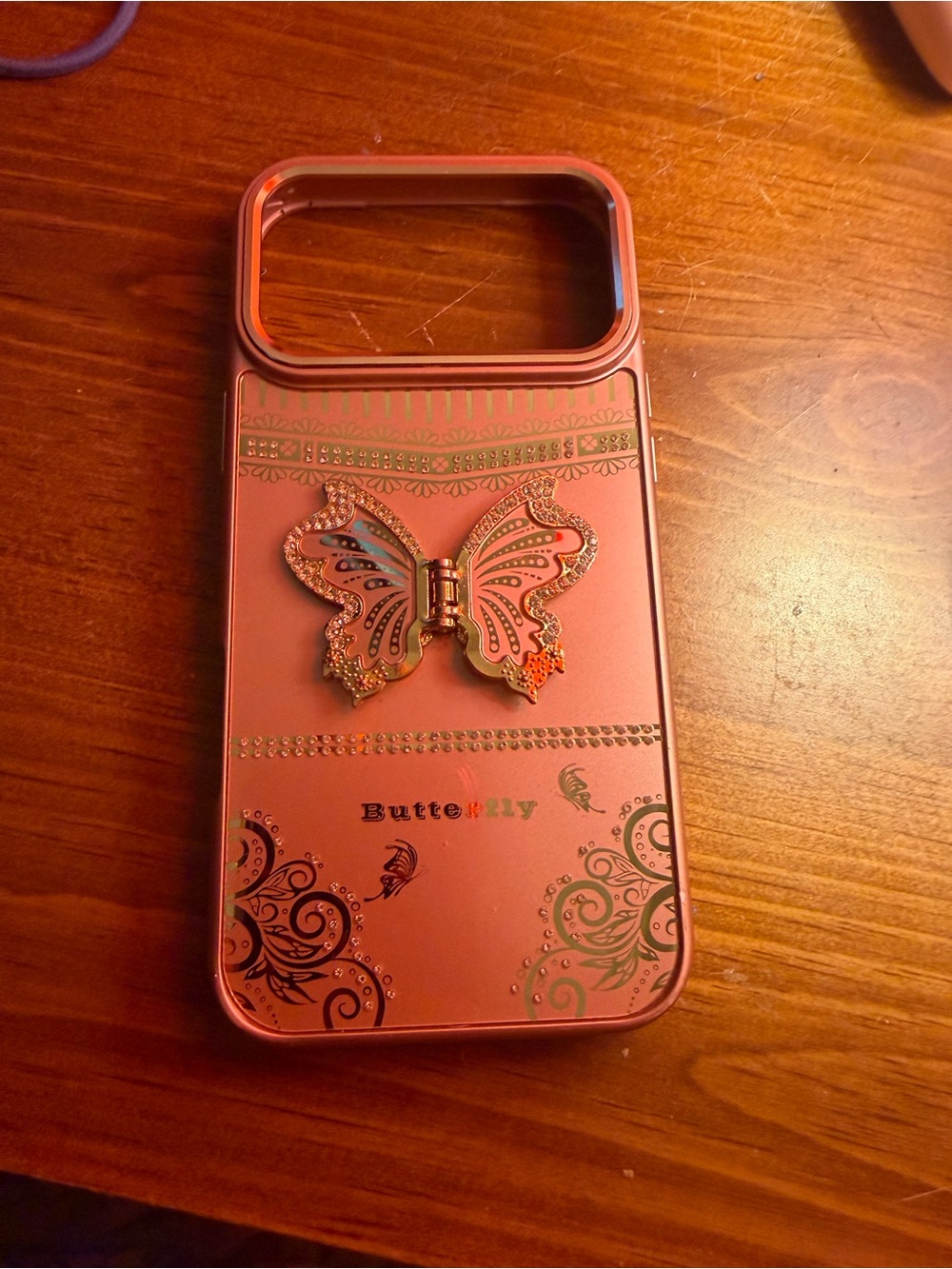 Butterfly Rhinestone  iPhone 17 pro max Case - Rose Pink